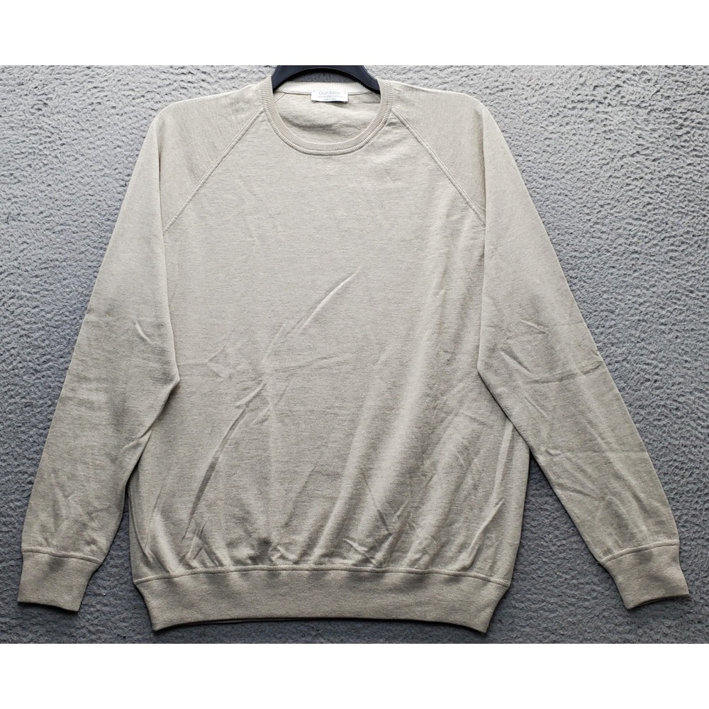 Gran Sasso Italy Sweater Mens XXL(56) Brown Cashmere Blend Tight Knit Crew Neck
